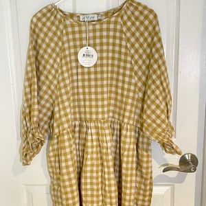 Petal & Pup Yellow/Mustard Plaid Dress